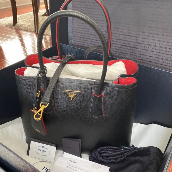prada medium double tote